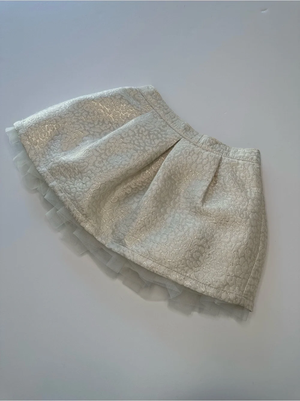 Gymboree Skirt Jacquard Pleated Tulle Shimmer Champagne Cream NWOT Girls Size 4T